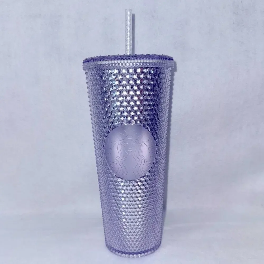 NWT Starbucks Insulated Acrylic Tumbler with Straw Silver Studded 24oz New